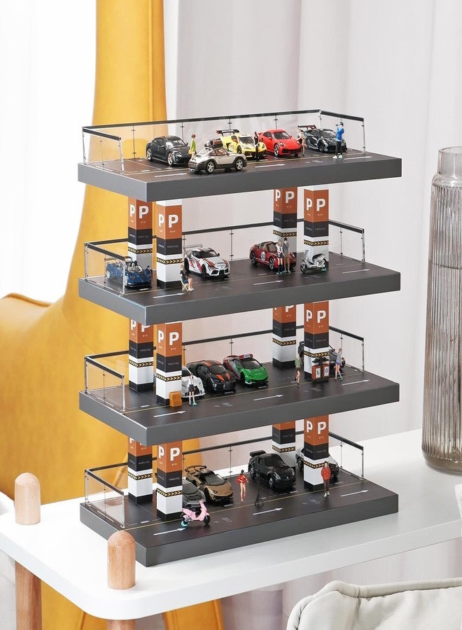kivcmds Hot Wheels Display Case 1:64 Scale Diecast Model Car Display Shelf,Wooden Matchbox Small Cars Diorama Garage(Edge Sealed Style) - Image 2